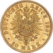 20 Marks - Ernest I, Germany, 1887 reverse image