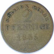 2 Pfennige - Ernest I, Germany, 1834-1835 reverse image