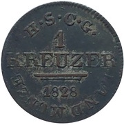 1 Kreuzer - Ernest I, Germany, 1827-1828 reverse image