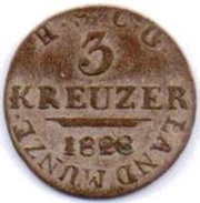 3 Kreuzers - Ernest I, Germany, 1827-1828 reverse image