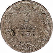 3 Kreuzers - Ernest I, Germany, 1838 reverse image