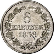 6 Kreuzers - Ernest I, Germany, 1838 reverse image