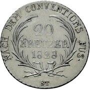 20 Kreuzers - Ernest I, Germany, 1827-1828 reverse image