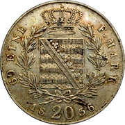 20 Kreuzers - Ernest I, Germany, 1835-1836 reverse image