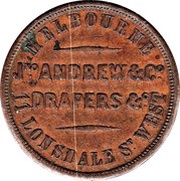 1 Penny - Jno. Andrew and Co Melbourne;Victoria, Australia, 1862 reverse image