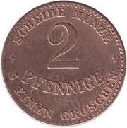 2 Pfennige - Ernest II, Germany, 1868-1870 reverse image