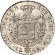 1 Thaler - Ernest II, Germany, 1846 reverse image
