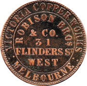 1 Penny - Robison Bros and Co Melbourne; Victoria, Australia, 1862 reverse image