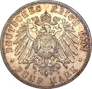 5 Mark - Charles Eduard, Germany, 1907 reverse image