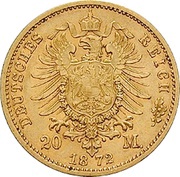 20 Mark - Ernest II, Germany, 1872 reverse image