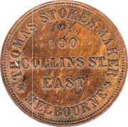 1 Penny - T. Stokes Melbourne; Victoria, Australia, 1862 reverse image