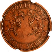 1 Penny - In Vino Veritas Melbourne; Victoria, Australia, 1862 reverse image