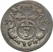 3 Pfennig - Christian Ernest and Francis Josias, Germany, 1740-1741 reverse image