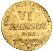 6 Kreuzers - Francis Frederick Anthony Gold Pattern, Germany, 1805 reverse image