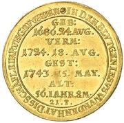 2 Ducats - Christian Ernest and Francis Josias Death of Christine Friederike, Germany, 1743 reverse image