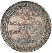 2 Ducats - Christian Ernest and Francis Josias Silver pattern strike; Death of Christine Friederike, Germany, 1743 reverse image