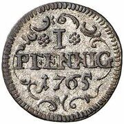 1 Pfennig - Ernest Frederick, Germany, 1765 reverse image