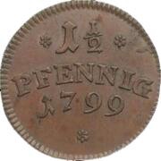 1½ Pfennig - Ernest Frederick, Germany, 1799 reverse image