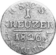 1 Kreuzer - Ernest I, Germany, 1824-1826 reverse image