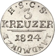 3 Kreuzers - Ernest I, Germany, 1808-1829 reverse image