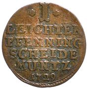 1 Leichter Pfennig - William Henry, Germany, 1729 reverse image