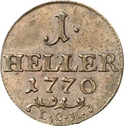 1 Heller - Frederick III, Germany, 1770 reverse image