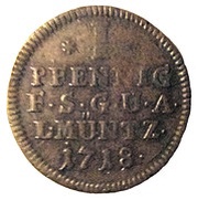 1 Pfennig - Frederick II, Germany, 1718 reverse image