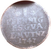1 Pfennig - Frederick III, Germany, 1747 reverse image