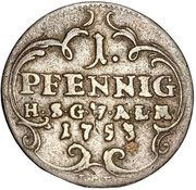 1 Pfennig - Frederick III, Germany, 1753-1760 reverse image