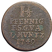 1½ Pfennig - Frederick III, Germany, 1744-1750 reverse image