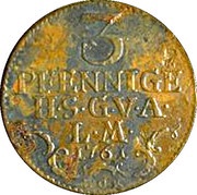 3 Pfennige - Frederick III, Germany, 1761 reverse image