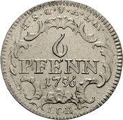 6 Pfennig - Frederick III, Germany, 1752-1760 reverse image