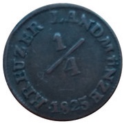 ¼ Kreuzer - Frederick I, Germany, 1825 reverse image