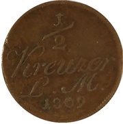 ½ Kreuzer - Frederick I, Germany, 1809 reverse image