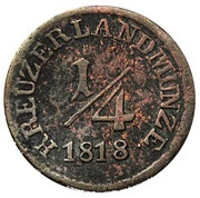 ¼ Kreuzer - Bernhard Erich Freund under administration of Luise Eleonore of Hohenlohe-Langenburg, Germany, 1812-1818 reverse image