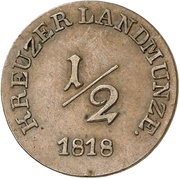 ½ Kreuzer - Louise Eleonore of Hohenlohe Langenburg Princess Regent, Germany, 1812-1818 reverse image