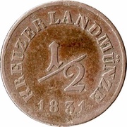 ½ Kreuzer - Bernhard II, Germany, 1829-1832 reverse image