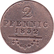 2 Pfennig - Bernhard II, Germany, 1832-1835 reverse image