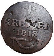 1 Kreuzer - Bernhard Erich Freund, Germany, 1814-1818 reverse image