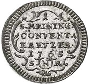 1 Kreuzer - August Frederick Charles, Germany, 1765 reverse image