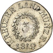 3 Kreuzers - Bernhard Erich Freund, Germany, 1812-1813 reverse image