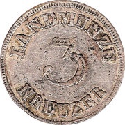 3 Kreuzers - Bernhard II, Germany, 1829-1830 reverse image