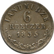 6 Kreuzers - Bernhard II, Germany, 1831-1835 reverse image