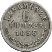 6 Kreuzers - Bernhard II, Germany, 1835-1837 reverse image