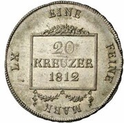 20 Kreuzers - Louise Eleonore of Hohenlohe Langenburg, Germany, 1812 reverse image
