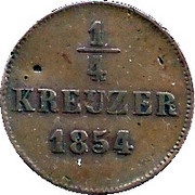 ¼ Kreuzer - Bernhard II, Germany, 1854 reverse image