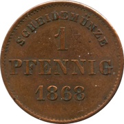 1 Pfennig - George II, Germany, 1867-1868 reverse image
