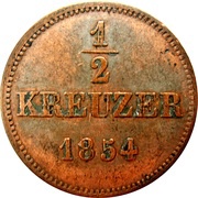 ½ Kreuzer - Bernhardt II, Germany, 1854 reverse image