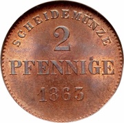 2 Pfennige - Bernhard II, Germany, 1860-1866 reverse image