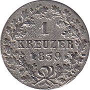 1 Kreuzer - Bernhard II, Germany, 1839 reverse image